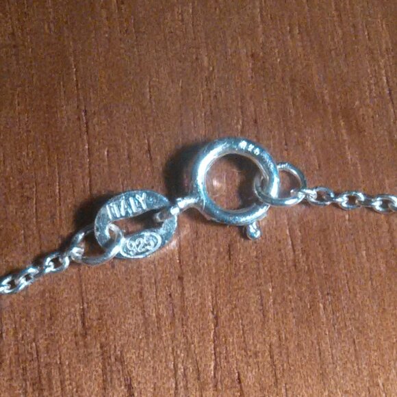 Simulated Diamond Bar Pendant Sterling Silver Necklace - Picture 4 of 13